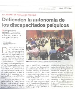 27-09-2017-Diario Córdoba - Defienden la autonomía de los discapacitados psíquicos
